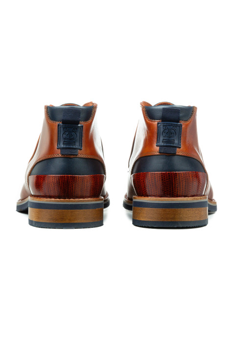 Cognac gladleren Amalfi halfhoge veterschoen