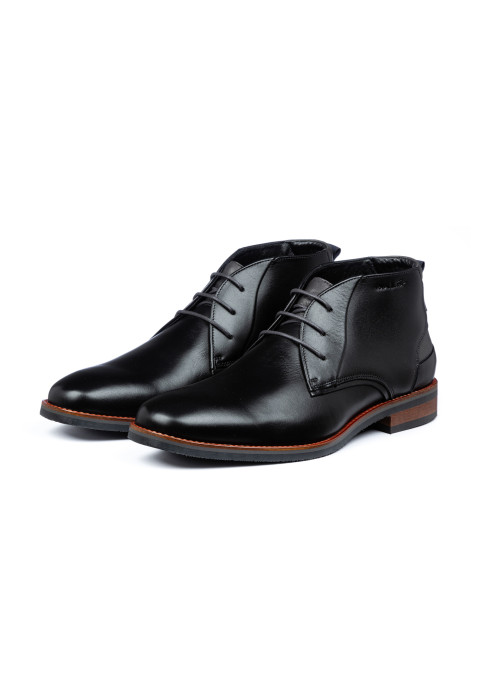 Zwart gladleren Amalfi halfhoge veterschoen