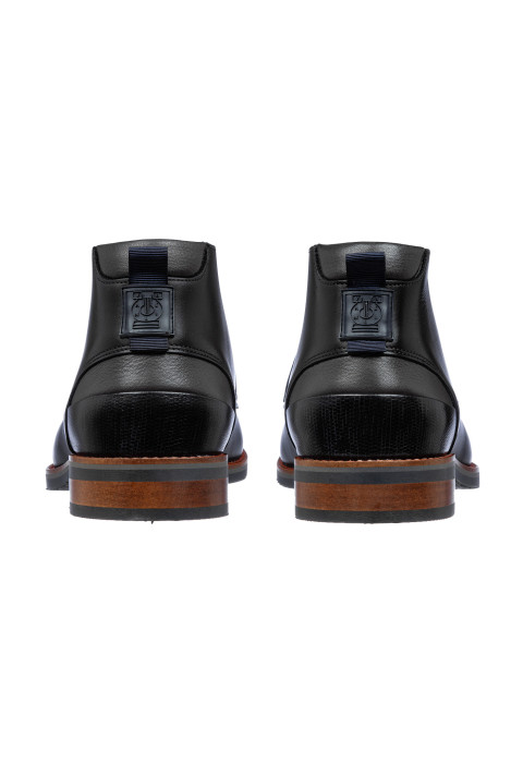 Zwart gladleren Amalfi halfhoge veterschoen