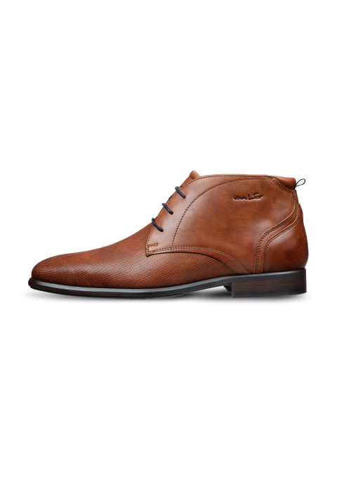 Licht cognac gladleren Erasmo halfhoge veterschoen
