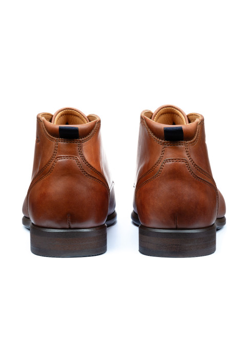 Licht cognac gladleren Erasmo halfhoge veterschoen