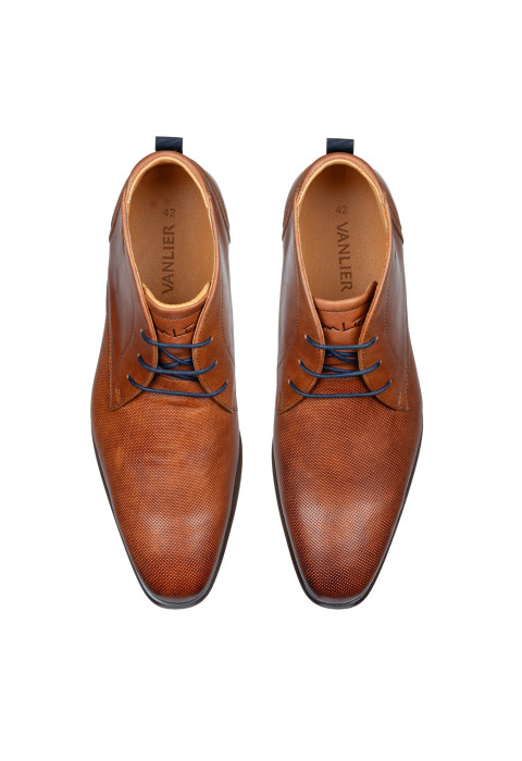 Licht cognac gladleren Erasmo halfhoge veterschoen
