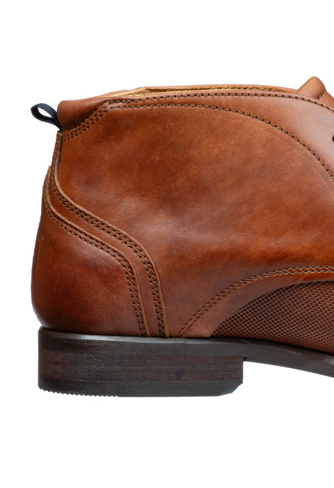 Licht cognac gladleren Erasmo halfhoge veterschoen