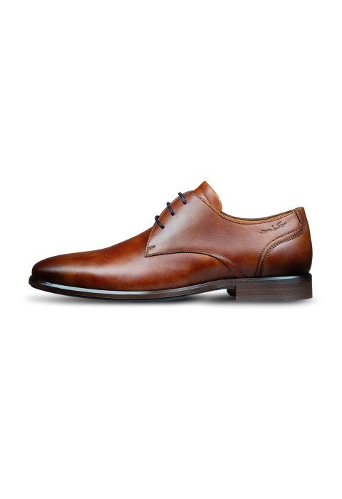 Cognac gladleren Erasmo veterschoen