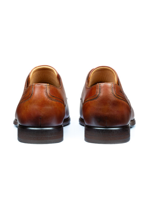 Cognac gladleren Erasmo veterschoen