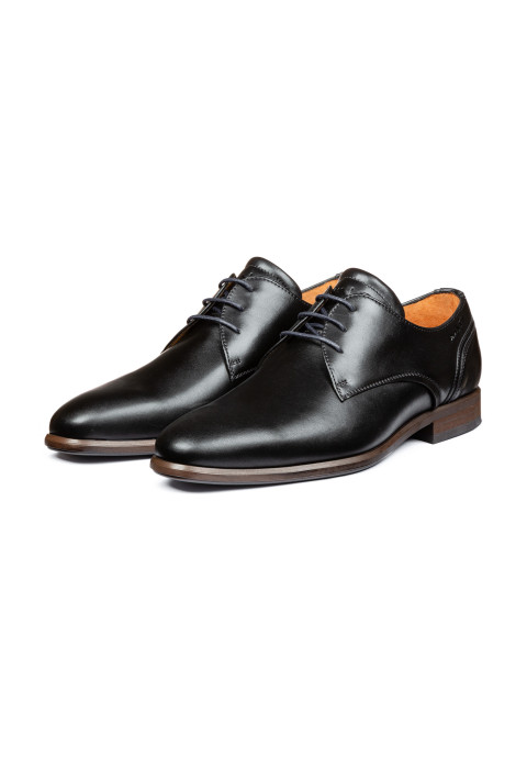 Zwart gladleren Erasmo veterschoen