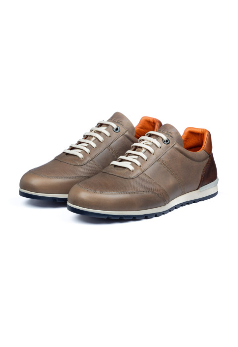 Taupe gladleren Anzano sneaker