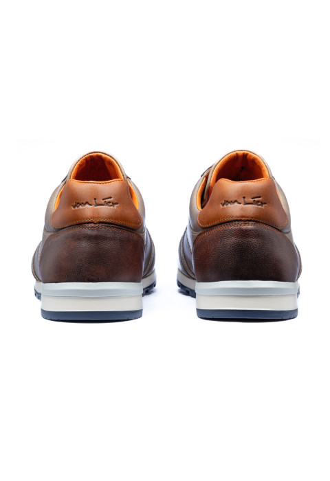 Taupe gladleren Anzano sneaker