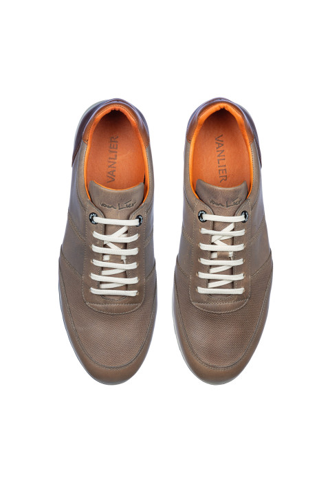 Taupe gladleren Anzano sneaker