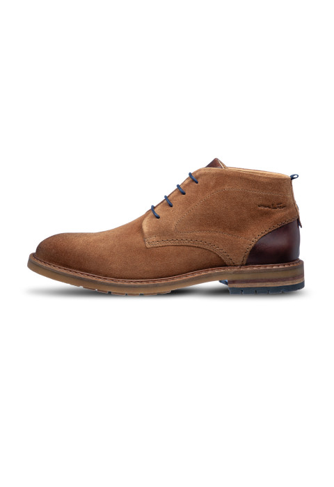 Roest cognac suède Dino halfhoge veterschoen