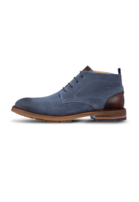 Metal blauw suède dino halfhoge veterschoen