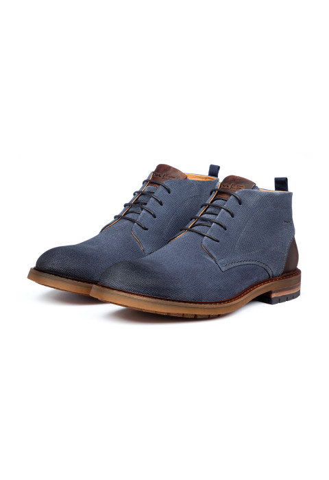 Metal blauw suède dino halfhoge veterschoen