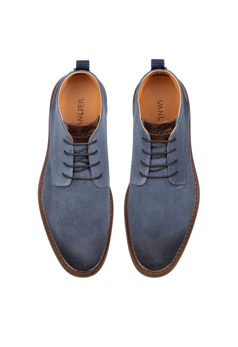 Metal blauw suède dino halfhoge veterschoen