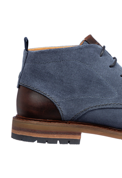 Metal blauw suède dino halfhoge veterschoen