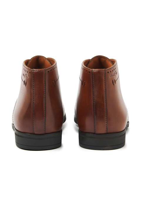 Cognac gladleren Portofino halfhoge veterschoen