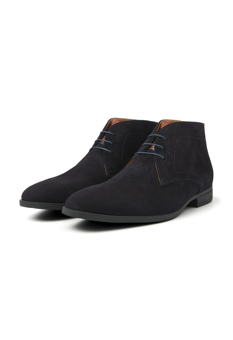 Navy suede Portofino halfhoge veterschoen