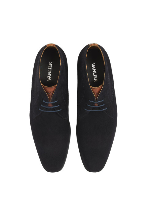Navy suede Portofino halfhoge veterschoen