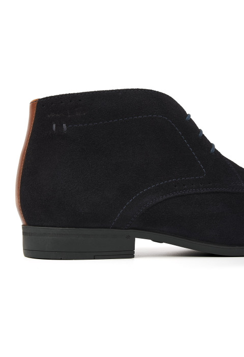 Navy suede Portofino halfhoge veterschoen