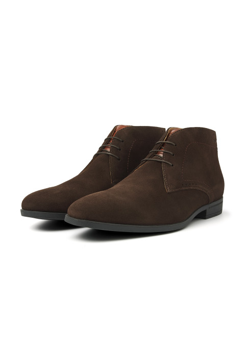 Testa di Moro bruin suede Portofino halfhoge veterschoen