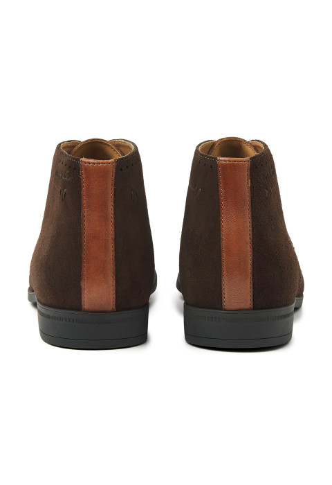 Testa di Moro bruin suede Portofino halfhoge veterschoen