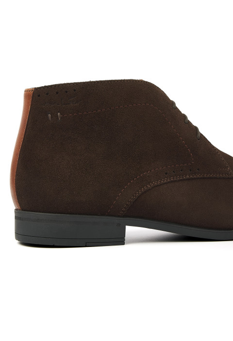 Testa di Moro bruin suede Portofino halfhoge veterschoen
