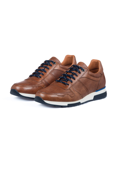 Licht cognac gladleren Positano sneaker