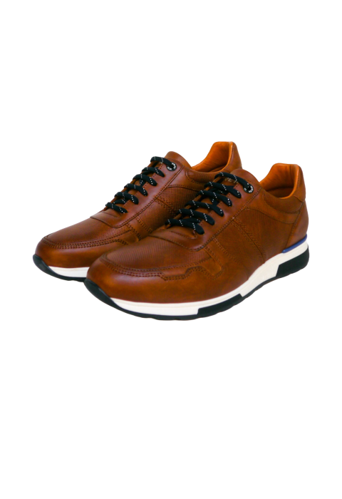 Licht cognac gladleren Positano sneaker
