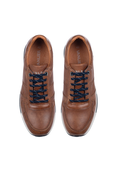 Licht cognac gladleren Positano sneaker
