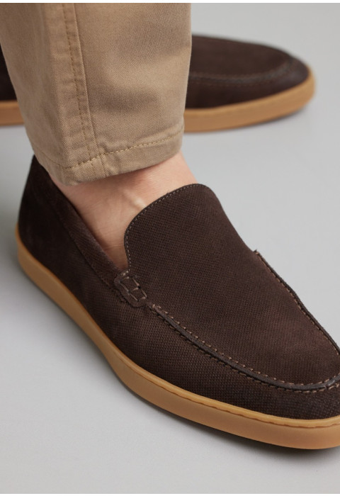 Testa di moro bruin suède Lugano loafer