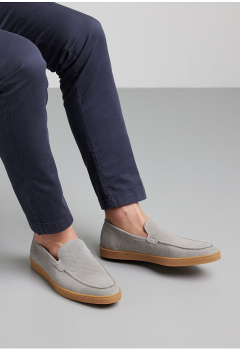 Licht grijs suède Lugano loafer