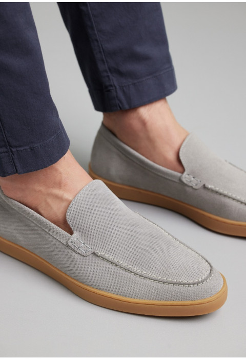 Licht grijs suède Lugano loafer