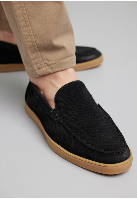 Zwart suède Lugano loafer