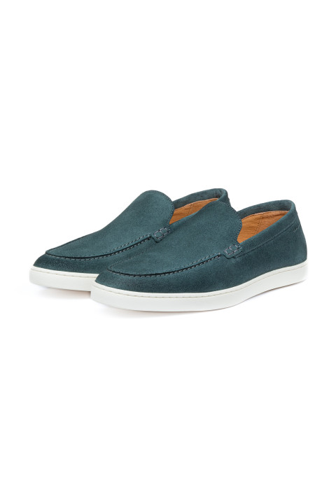 Petrol blauw suède Lugano loafer