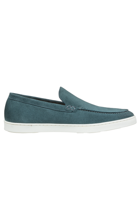 Petrol blauw suède Lugano loafer